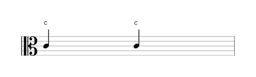 Bladmuziek van het Reine priem interval in drie octaven (4)