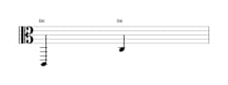 Partitura da nota Dó em múltiplas oitavas (2)