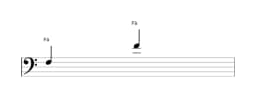 Partitura da nota Fá em múltiplas oitavas (3)
