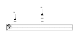 Partitura da nota Lá em múltiplas oitavas (4)