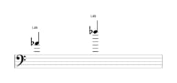 Partitura da nota Lá bemol em múltiplas oitavas (4)