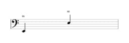 Partitura da nota Mi em múltiplas oitavas (2)