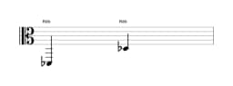 Partitura da nota Ré bemol em múltiplas oitavas (2)