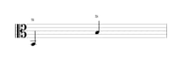 Partitura da nota Si em múltiplas oitavas (2)